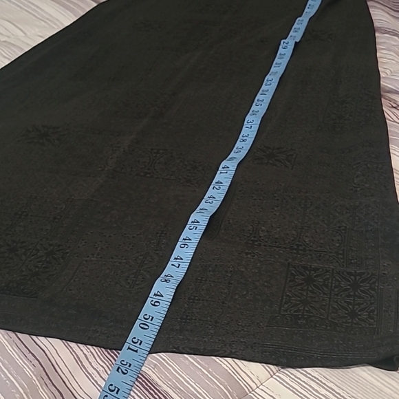 Women's 10 Vintage Black Geometric Floral Maxi Dress Slinky Stretchy Flattering - Picture 12 of 12
